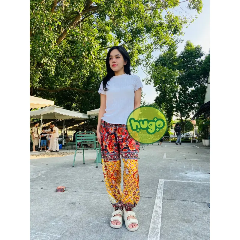Quần thổ cẩm Quần họa tiết chất lụa cát đẹp cho nam nữ hoạ tiết thổ cẩm phom to 40 - 70kg 6