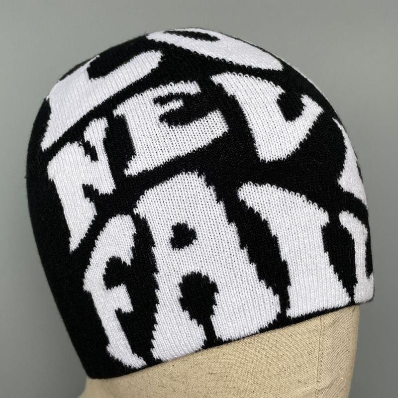 Product Introduction of Gothic Elastic Knitted Hat Letter Thickened Jacquard Hat Winter Warm Windproof Hip Hop Cap Men Women 19