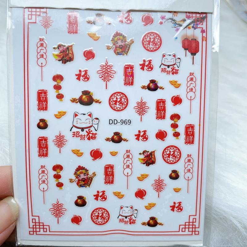  Sticker Mèo Thần Tài sticker Ông Thần Tài dán móng  Phụ kiện nail  Làm Nail Nữ Women 