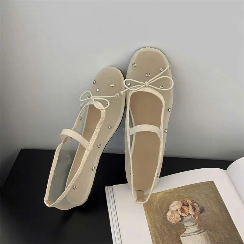 GIÀY BÚP BÊ LƯỚI NƠ ĐÍNH ĐÁ HÀNG LOẠI CAO CẤP 3