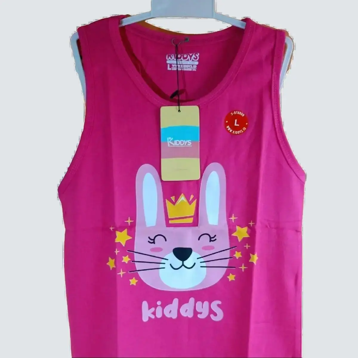 Kaos Kutung Singlet Kiddys (L) Kelinci pink tua READY STOK SIAP KIRIM