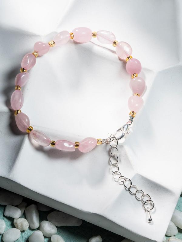 Rose Quartz Bracelet, Natural Stone Beaded Bracelet for Women & Men, Fashion Jewelry for Party, Daily Decor, Trendy All-match & Exquisite Jewelry for Birthday Gift 2
