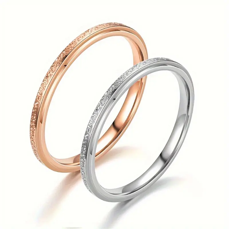 A Classic And Simple Personalized Ring For Women With A 2mm Wide Stainless Steel Band And Pearl Sand. 0