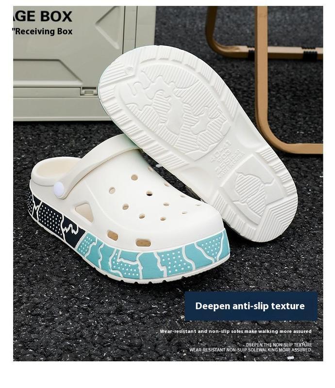Product Introduction of Cave shoes: men's summer wear, new fashion and versatile, super thick, wear-resistant, sports beach toe sandals 4