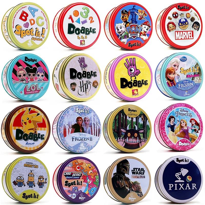 30/55PCS Dobble Card Game Spot It Table Board Game for Dobbles Kids HP Metal Box Card Matching Toys 