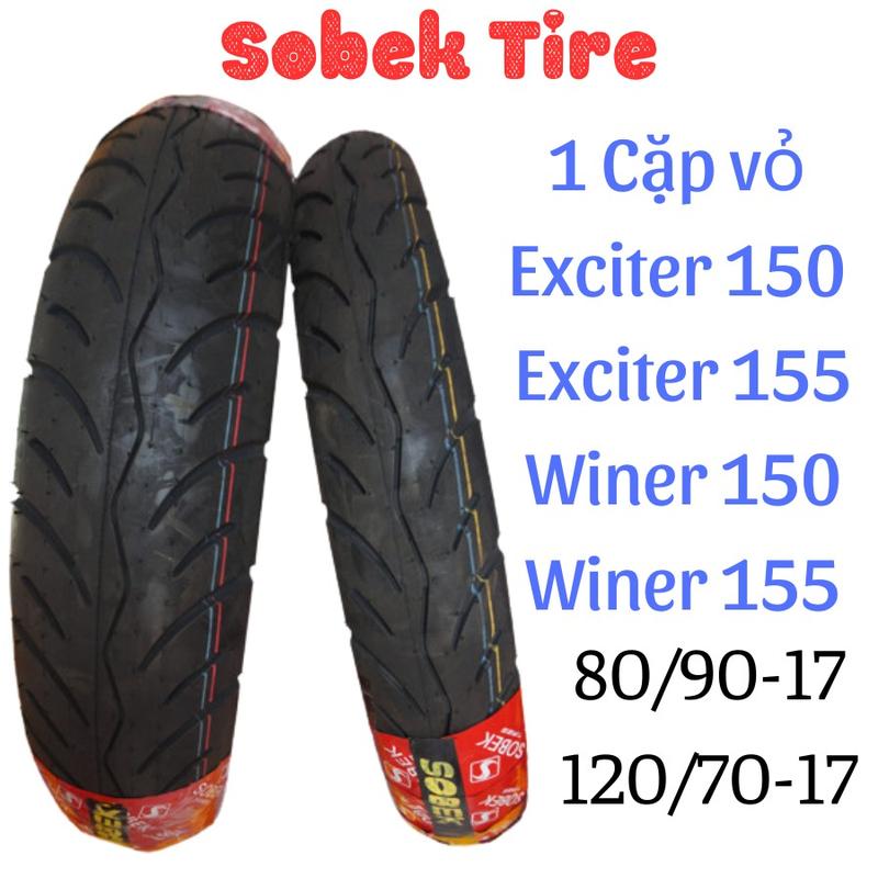 1 Cặp Vỏ lốp dành cho xe Ex150, Exciter 155 , Winer 150, Winer X 80/90_17 và 120/70-17 thương hiệu Sobek. Bám đường , độ bền cao, an toàn Cao Su