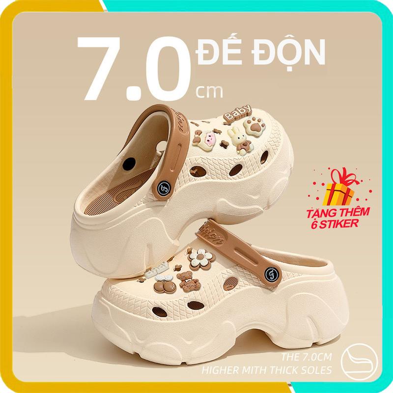 Dép Croc Đế Cao SEVEN, Đàn Hồi Tốt, Mềm Mại, Chống Trơn Trượt,  Thời Trang Cao Cấp, Kèm Sticker Như Dễ Thương