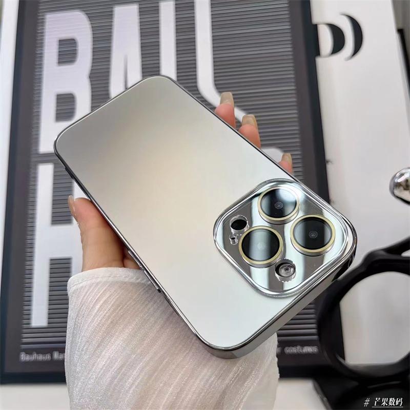 Ốp Điện Thoại Kính Acrylic Mạ Thủy Tinh AG, Lớp Hoàn Thiện Lì Bảo Vệ Camera Tương Thích Với iPhone 16, 15, 14, 13, 12, 11, Pro Max, Plus, Chống Sốc, Ốp Cứng Pha Lê Bao Phủ Toàn Bộ