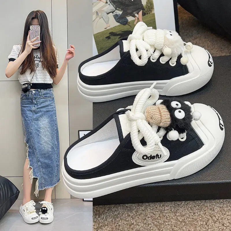 Dép Bán Lê Vải Bố, Dành Cho Nữ, Bộ Sưu Tập Mùa Hè Mới 2024, Phong Cách Hàn Quốc, Giày Lười Ngoài Trời, Dép Bệt Thường Ngày Thời Trang