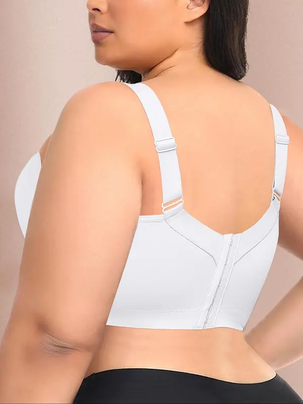 【Plus Size】 Solid Underwire Bra, Casual Basic Comfortable Curvy Breathable Full Coverage Bra for Daily Wear, Women's Plus Size Lingerie for All Seasons 2