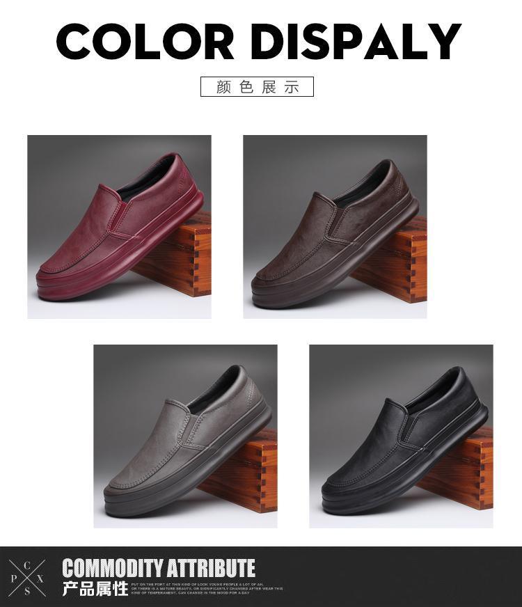 Product Introduction of 2023 Men's Shoes Autumn New Thick-Soled Slip-On Lazy Shoes Men's Breathable Height-Increasing Leather Shoes Soft-Soled Trendy Versatile Sneakers 18