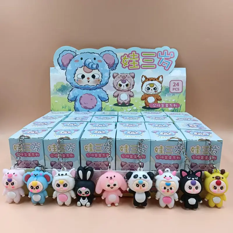 Hộp móc khoá 12 con giáp mini Baby Three, hộp mù búp bê hình móc khóa trẻ em làm quà tặng các bé Nữ, bé gái, bé trai T107 8