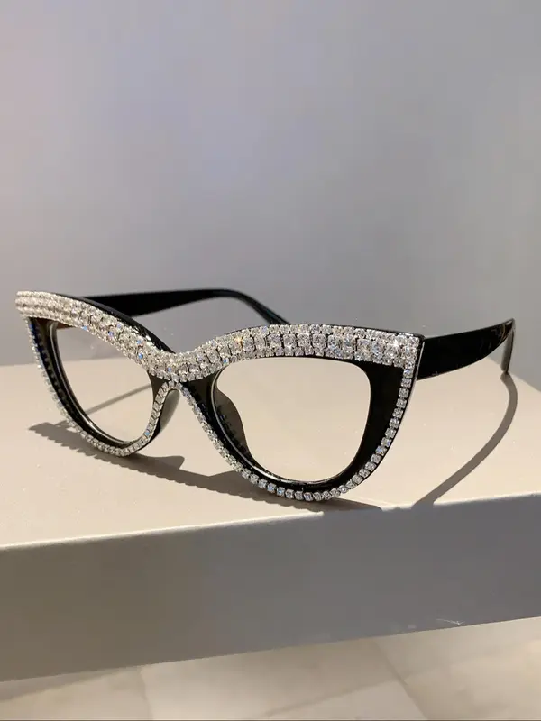 Women's Elegant Rhinestone Decor Cat Eye Frame Eyeglasses, Trendy Vintage Eyeglasses, Chic All-match Fashion Accessories for Daily Use 7
