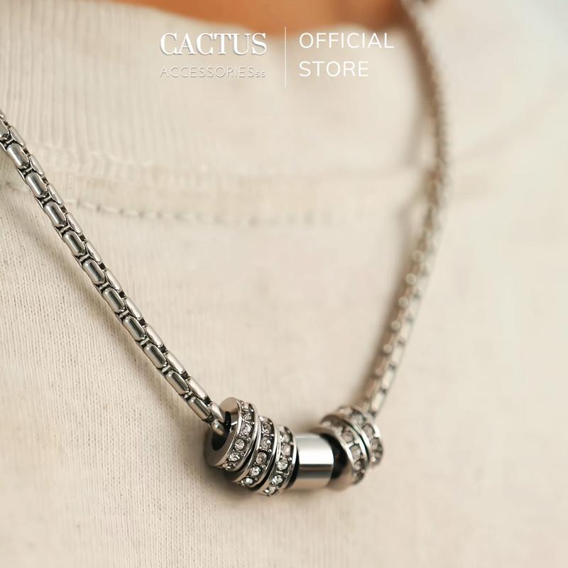 Dây chuyền mặt nhẫn đính đá zircon, vòng cổ cá tính unisex nam nữ, thép titan không gỉ