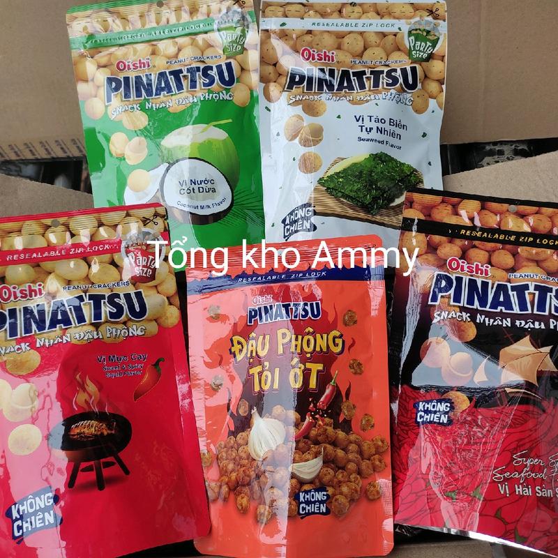 Đậu phộng Pinattsu Oishi 85g túi zip vị hải sản siêu cay/ đậu phộng tỏi ớt/ tảo biển/ mực cay/ cốt dừa