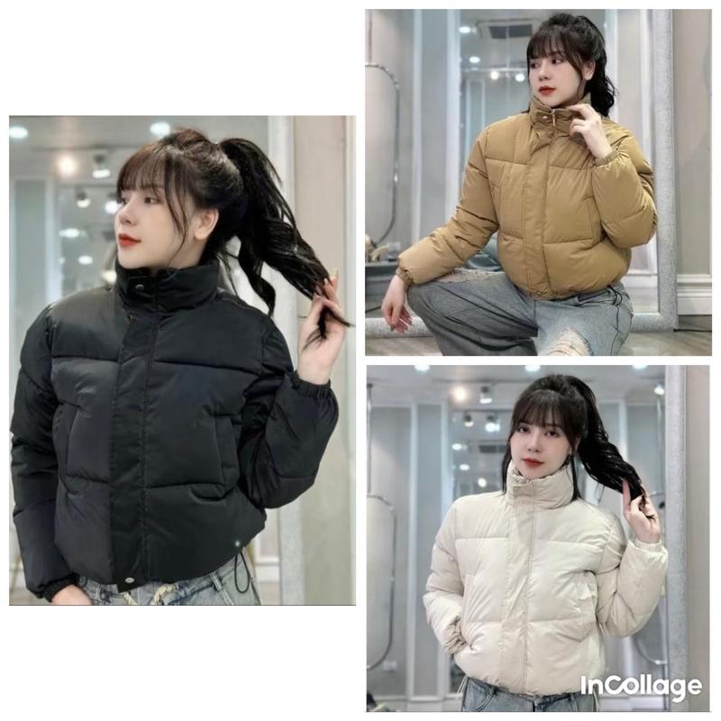 Áo Phao Nhung Lỳ Dáng Ngắn N2 Thông Thường Trơn Nữ Freesize 38-58kg - Top