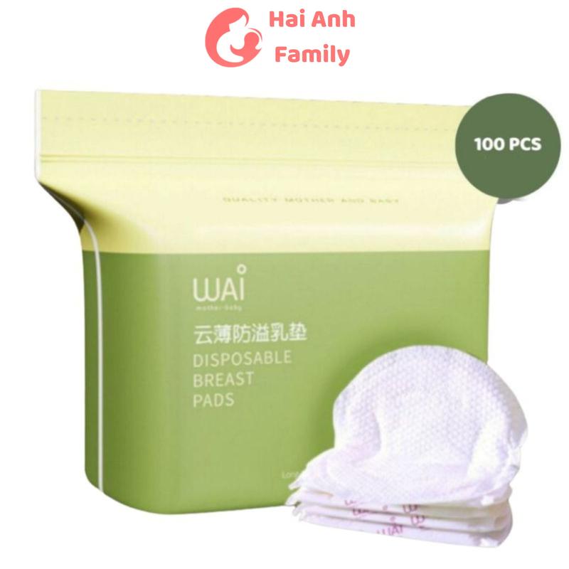 Miếng lót thấm sưɑ~ WAI siêu thấm chống tràn, túi 100 miếng Lót Thấm Sữa