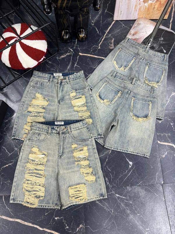 Quần Jean Ngố Nữ Rách Bụi Hai Bên Túi Sau Tua Rua 292 - 293