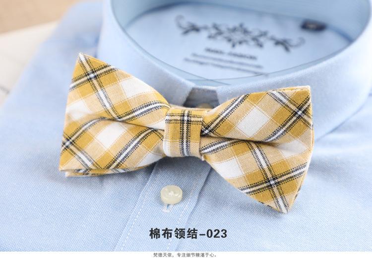Product Introduction of 1PCS Men's Bow Tie Korean Version Fashion Casual Bow Cotton Trendy Plaid Striped Collar Bow Tie Manufacturer Wholesale Spot 26