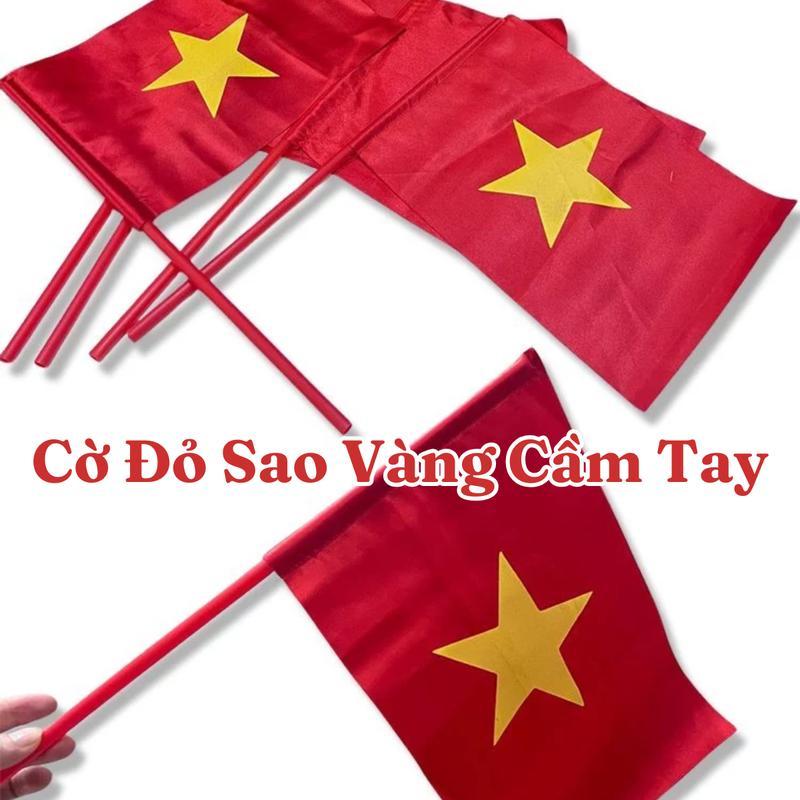 [GIÁ TỐT] Combo 10 Cây Cờ Vẫy Cờ Đỏ Sao Vàng Cầm Tay Loại In 1 Mặt Vải Hàng Đẹp 3