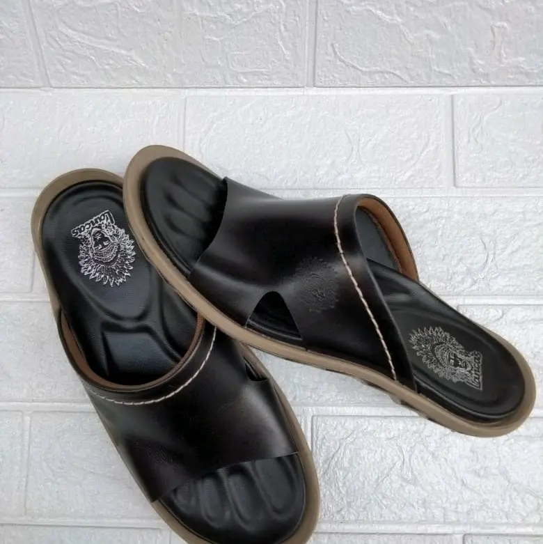 sandal pria kulit asli sole tebal Hak Datar 5