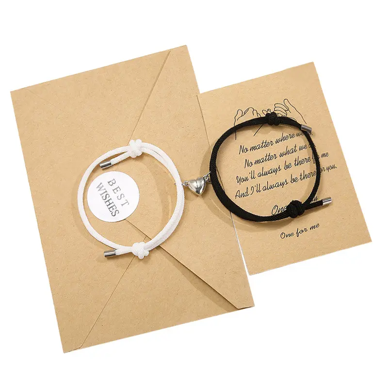 A Pair of Simple Alloy Love Magnet Suction Couple Bracelet Men's and Women's String Bracelet Fashion Ornament