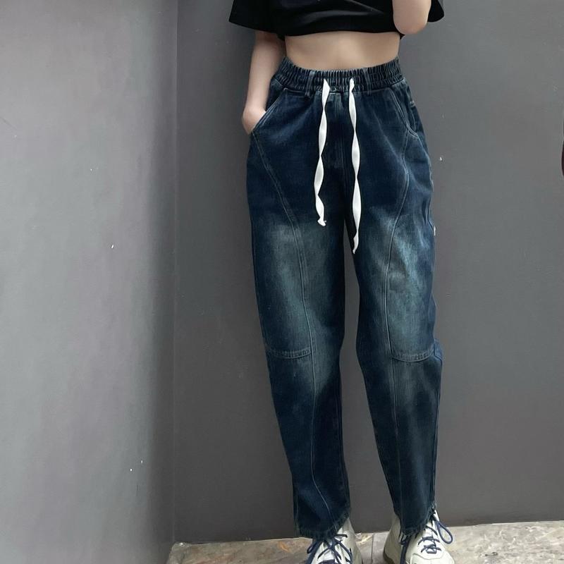 [M531] Quần baggy Jean thụng chín tấc  Nữ lưng chun Women Pants 3