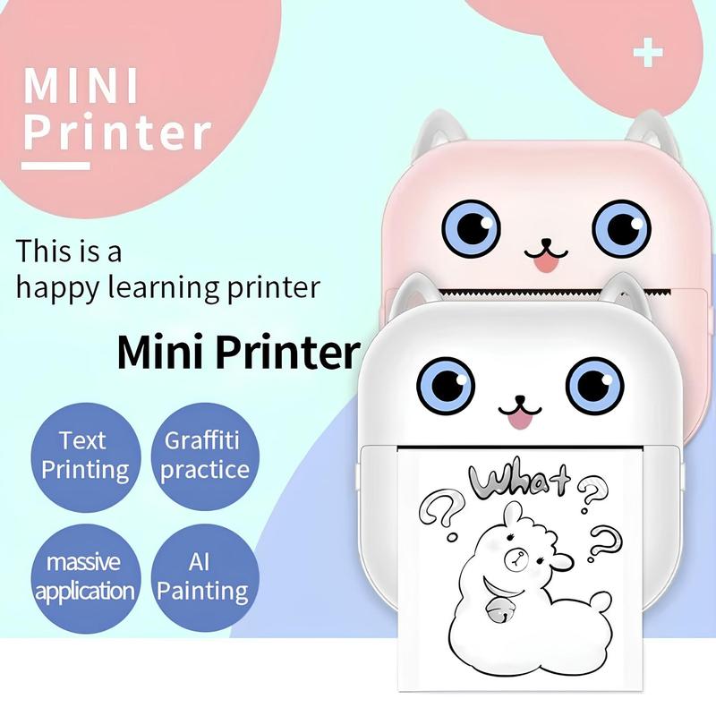 Portable Mini Printer, 1 Box Portable Wireless Photo Printer with Print Paper & Photo Sticker & Photo Corner Sticker, Bluetooth-compatible Label Printer for iOS & Android 6