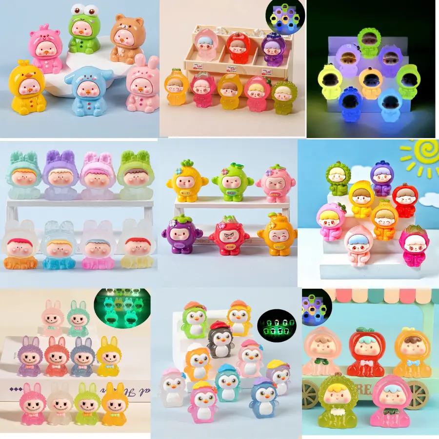 COMBO ĐỦ MÀU Túi mù moi DIY mini mẫu dạ quang, charm túi kẹo bất ngờ bí mật, blind bag hoa quả động vật bóc quà test nhân phẩm.