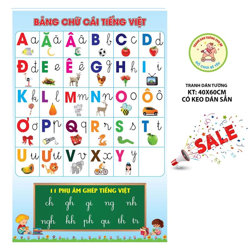 Bảng chữ cái dán tường decal nhựa có keo sẳng Decor Decor Phòng