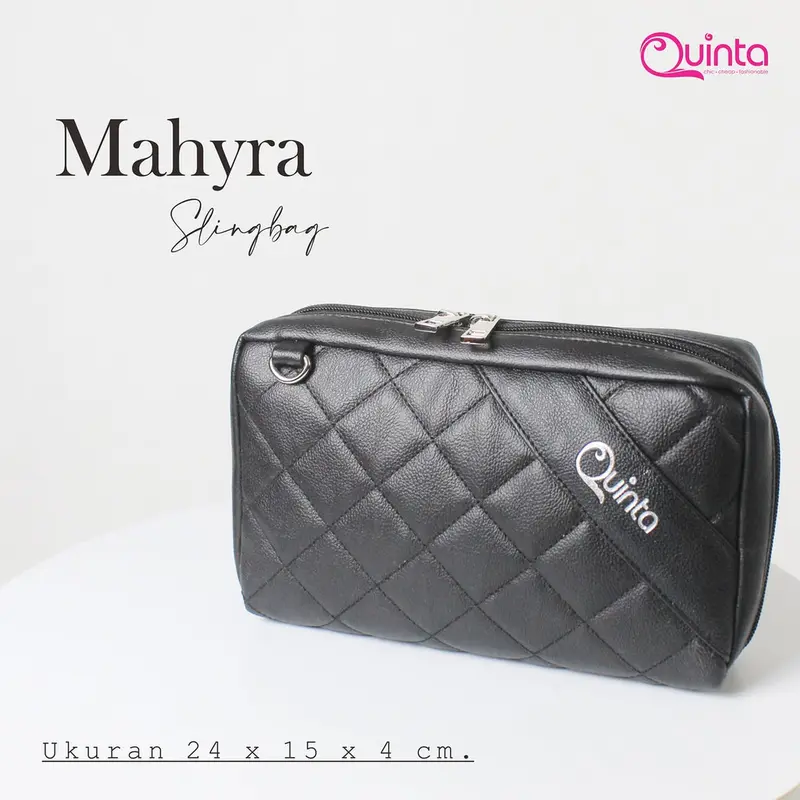 TAS SELEMPANG WANITA QUINTA MAHYRA SLINGBAG UK. 24X15X4 CM  Dengan Quilting Bahan 3 Lapis, Tas Pengatur Keuangan Anda Hitam 6
