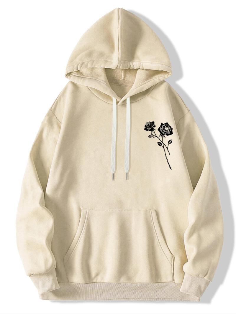 Product Introduction of Unisex Men's Floral Print Drawstring Hoodie, Kangaroo Pocket Long Sleeve Sweatshirt, Casual Pullover Tops for Spring & Fall, Graphic Hoodies, Trendy Men's Clothing, Men Gifts 10