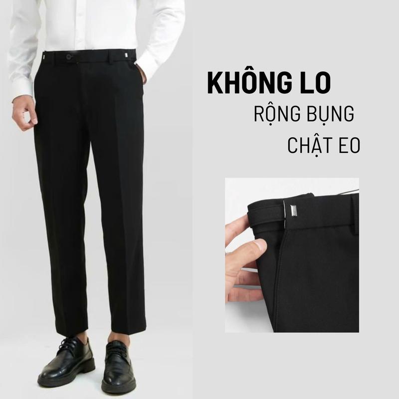 Quần tây nam sidetab bấm điều chỉnh cạp, Quần âu nam sidetab cạp cao dáng baggy Menswear Pants Có Túi Lưng Cao quần  tây