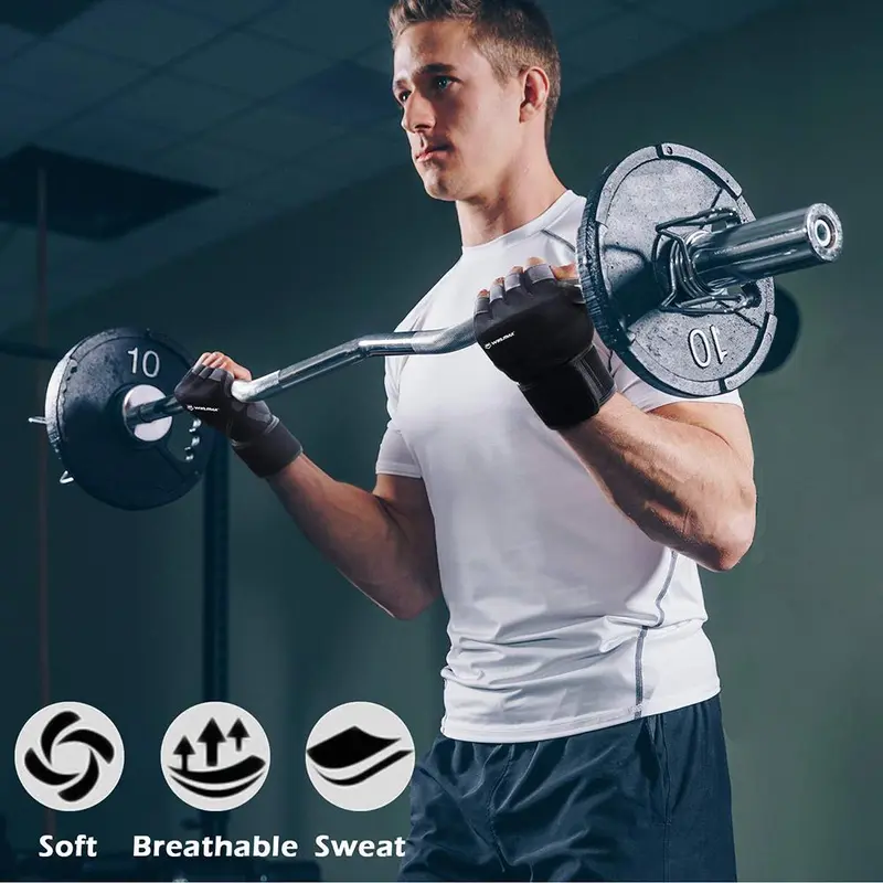Durable Weight Lifting Gloves, 1 Pair Half-finger Breathable Protection Powerlifting Wrist Support Sports Gloves, Training Exercise Gloves for Men & Women, Hand Gloves for Gym, Gym Accessories, Workout Equipment 6