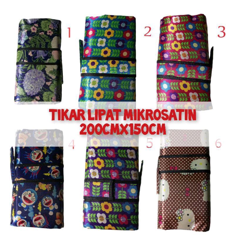 Tikar piknik mikrosatin tikar satin tikar anti air tikar microsatin ukuran 200 x 150 tikar lipat Acak Random Outdoor Camping 0