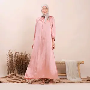 LUNA DRESS BAHAN CRADENZA SATIN SILK PREMIUM GAMIS SUTRA SATIN SILK CANTIK MEWAH KEKINIAN TERBARU 2024 SIMPEL ELEGAN Dewasa Wanita Muslim Lembut Pesta