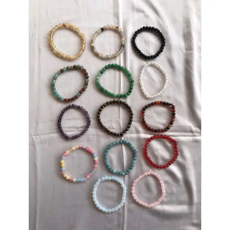 GELANG BATU ALAM TALI ELASTIS 6 MM / GELANG BATU ALAM ASLI UNISEKS / CRYSTAL STONE BRACELET ELASTIS 6 MM