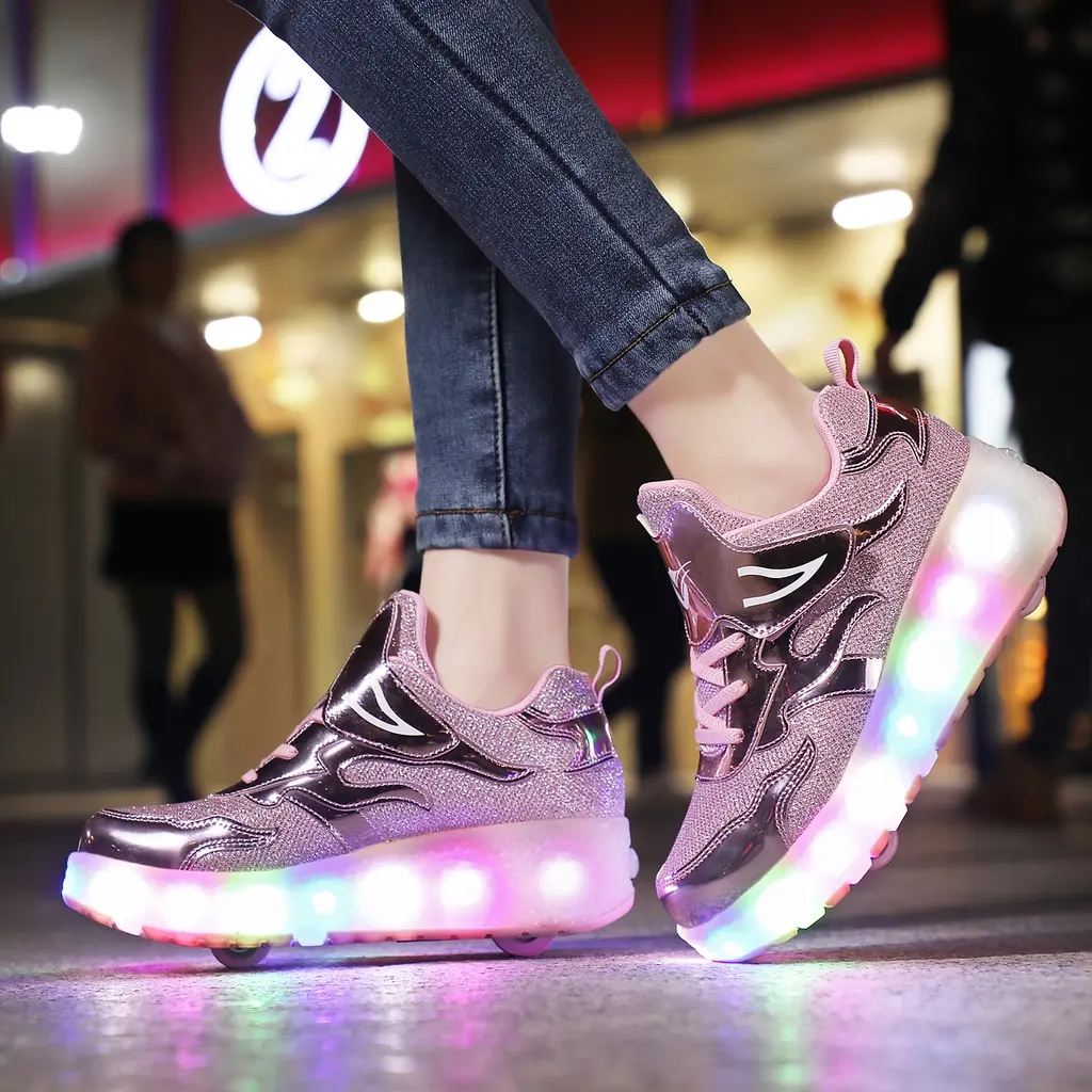 Kasut Penggelek Beroda, XONGT, Untuk Kanak-kanak dan Dewasa, dengan Lampu LED, Boleh Dicas Semula, Berkilau, Kasut Takal, Sesuai untuk Kanak-kanak dan Dewasa, Skate Ice Outdoor Pelajar Roller