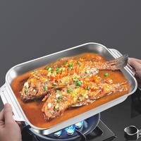 Gambar Eksklusif Ceceketarketir - 4 PCS Nampan Tutup Stainless  Food Dish Premium Tebal Ukuran 45x28 CM dan 37x23 CM - 4 PCS dari BMW Kitchenware Kab. Tangerang 5 Tokopedia