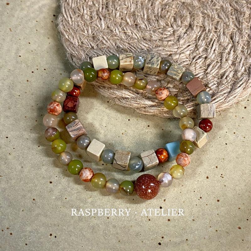 Product Introduction of Peach Bamboo New Chinese White Beaded Bracelet Natural Stone Twin Artistic National Style Niche Retro Bracelet 9