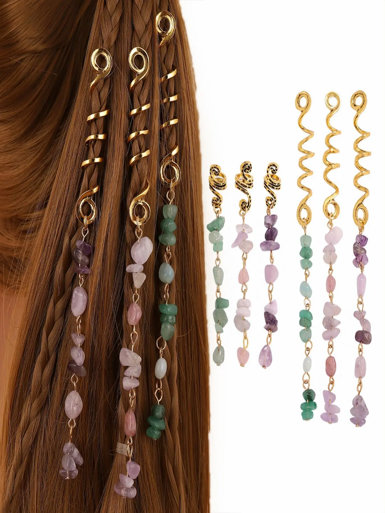 6pcs/set Boho Style Hair Ring, Vintage Hair Accessories For Women, Braid Accessories