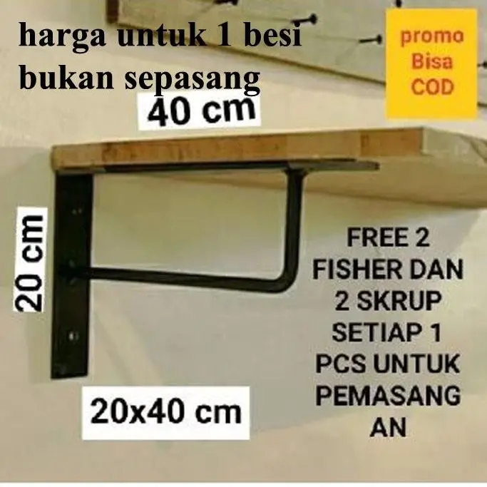 Besi siku penyangga rak dinding kayu pangkon besi penahan rak ambalan dinding