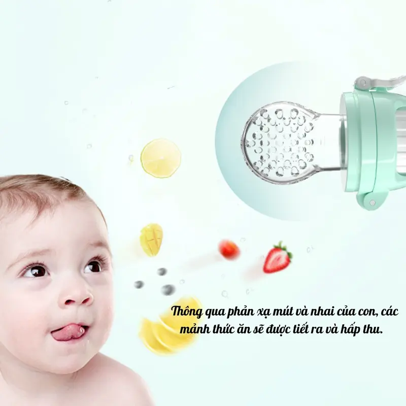 Túi nhai ăn dặm cho bé Misuta silicon cao cấp, không BPA, gồm 3 đầu nhai mềm mại bảo vệ nướu an toàn 3