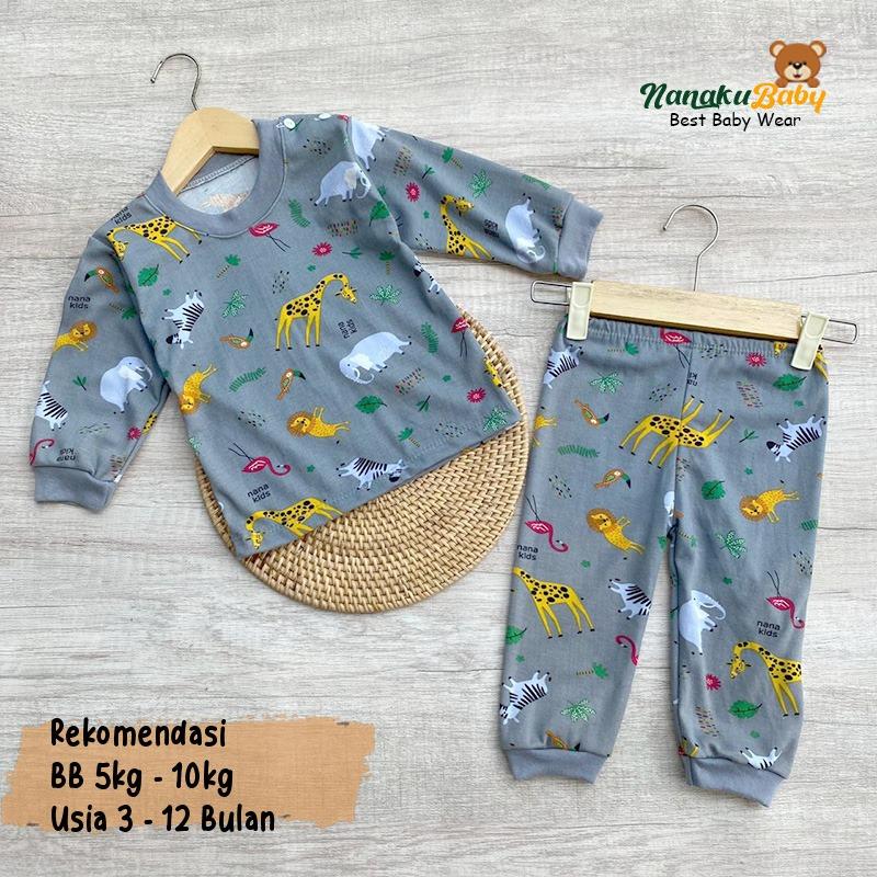 Nanaku Baby - Setelan Baju Bayi Piyama Bayi Lengan Panjang Motif Printing Flamingo Usia 3-12 Bulan 2