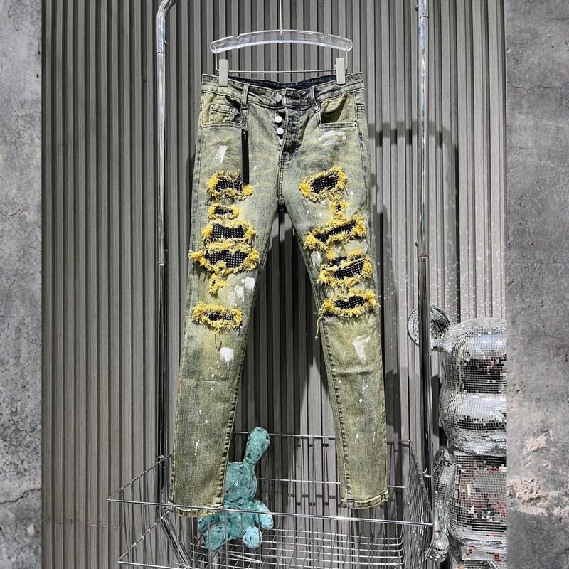 Quần jean xanh đính đá chấm sơn TH 9370 Menswear Nam Pants Có Túi