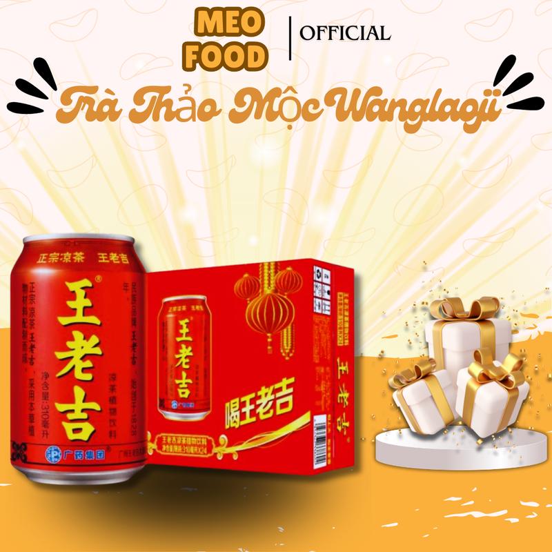   Ăn Vặt Meofood Thùng 24 lon trà sâm thảo mộc Wanglaoji lon 310ml 