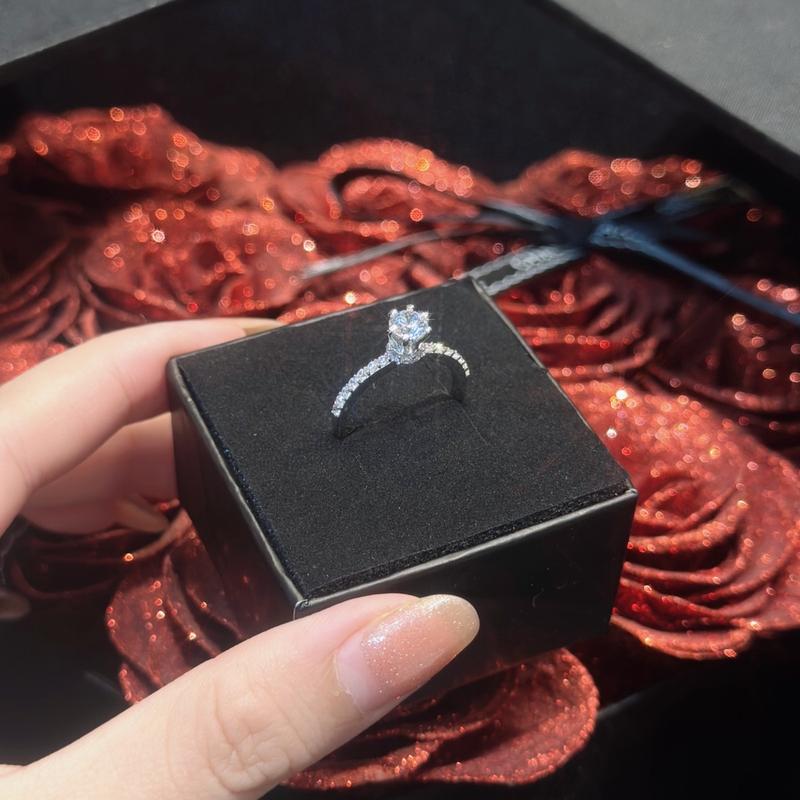 Trang Sức Nhẫn Bạc Một Hột 6 Chấu Cao X.o.à.n Nam Mỹ Xi Kim (N069)