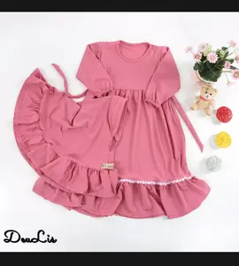 gamis cantik dengan renda bunga seulis seris usia 1-5 tahun free hijab