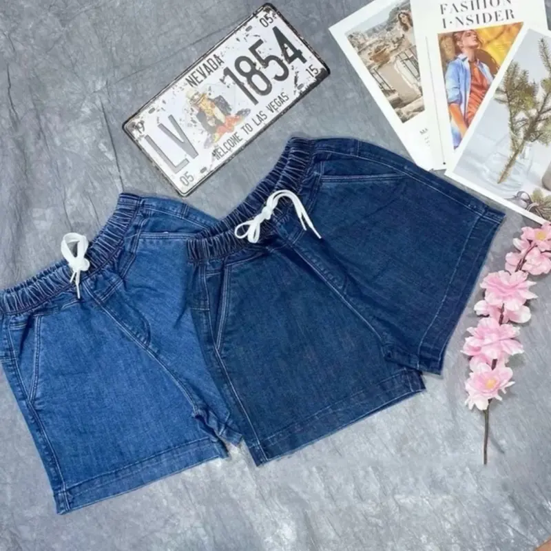Quần đùi jean nữ lưng thun cao cấp short jean chất vải đẹp có size đại 35-95kg Thanh lịch Drawstring Women Pants quân nhung quân đùi