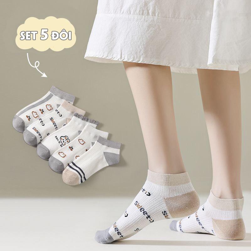 Tất cổ ngắn nữ họa tiết thêu dễ thương,vớ cổ ngắn đáng yêu dễ phối đồ - Cherry Shop 1